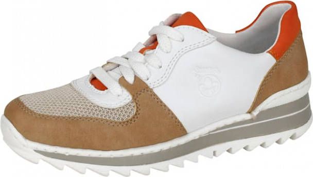 Rieker Sneaker in een prachtige kleurencombinatie Beige/Wit/Oranje