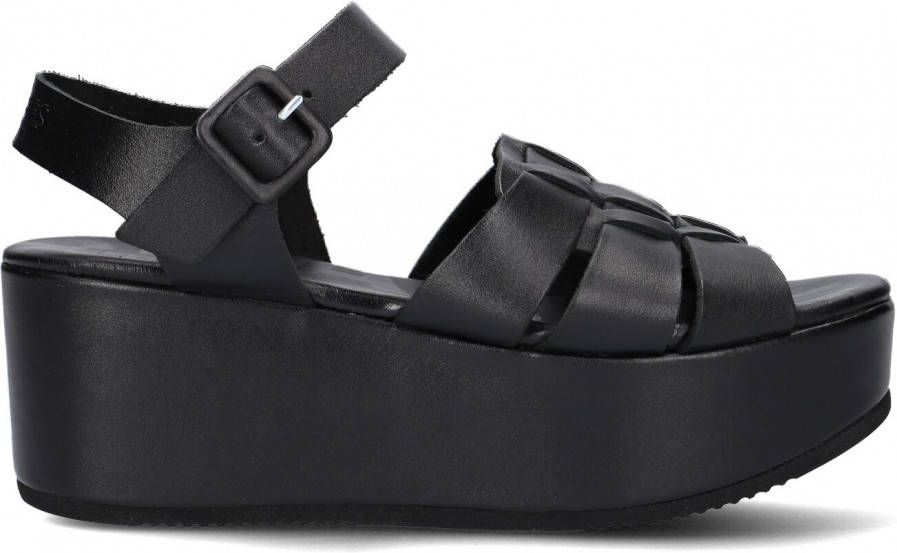 Shabbies Amsterdam Gevlochten sandaal natuurlijk gelooid leer zwart