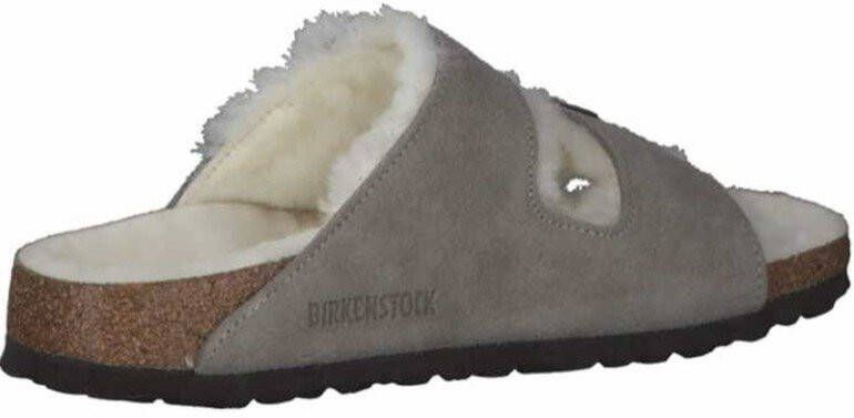 Birkenstock Arizona stone coin shearling veloursleder suede narrow