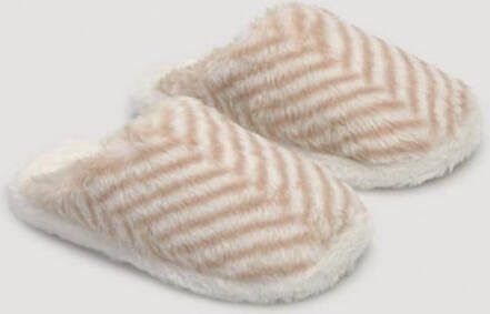 Confetti Pantoffels dames creme met strepen | slippers