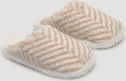 Confetti Pantoffels dames creme met strepen | slippers