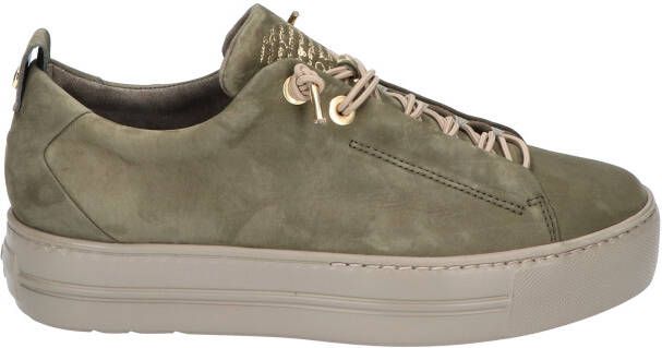 Paul green 5017 Nubuk Olive Veterschoenen