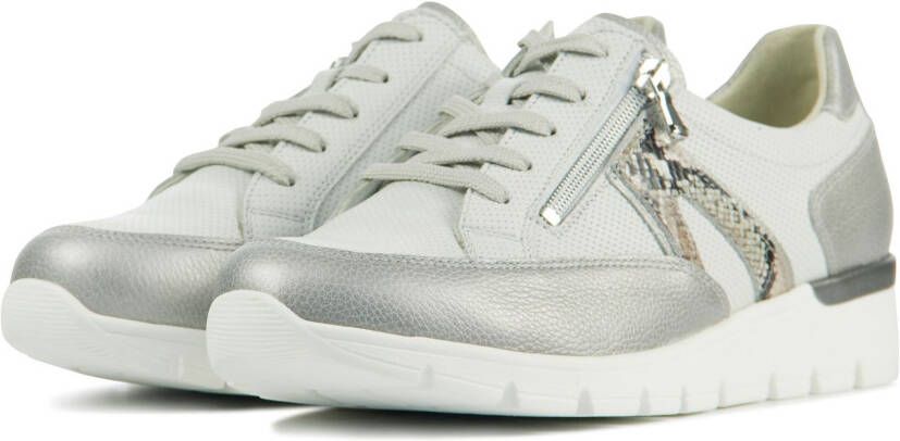 Waldlaufer 626001 comfort leren veterschoenen wit/zilver